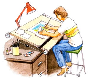 ¿Es necesario una formación académica para ser Diseñador Gráfico? 3 un persona dibujando en una mesa de dibujo