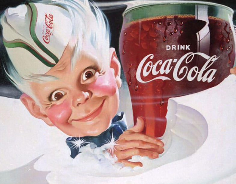 Descubre como el Logotipo de Coca Cola ha resistido la prueba del tiempo 2 Anuncio publicitario de Coca-Cola aparecido en el año 1940.