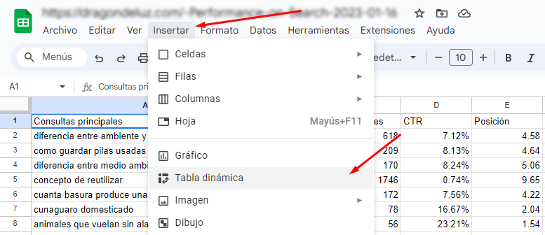 imagen de como crear tablas dinámicas en google sheets