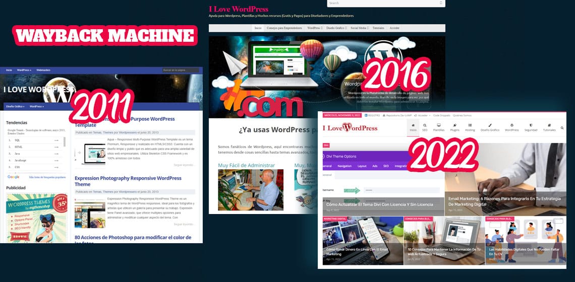 Capturas de ILVWP en Wayback Machine