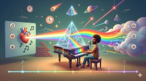 ilustracion artística de un compositor